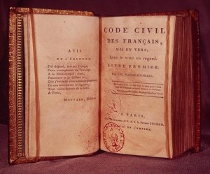 XPH335478 The Napoleonic Code (mixed media)  by French School, (19th century); Private Collection; (add. info.: Code Napoleon; Code civil des Francais; French civil code established under Napoleon (1769-1821) in 1804); French, out of copyright